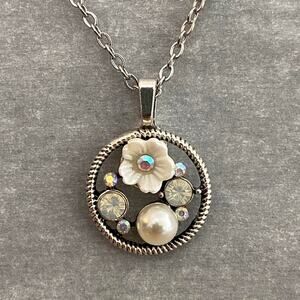 Dainty silver and multi colored crystal